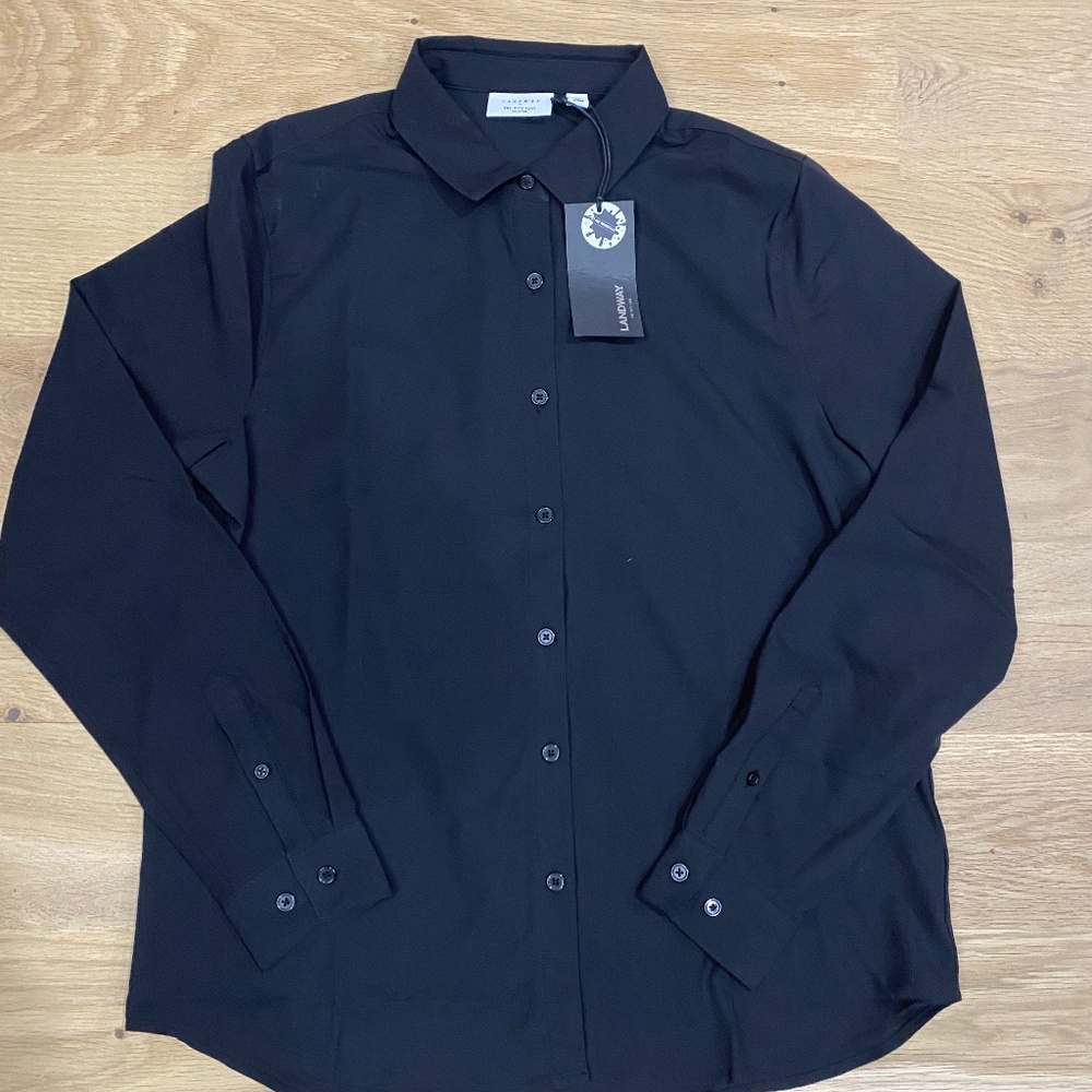 Women Black Button Down Blouse